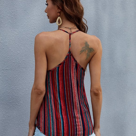 New Striped Print Halter Top - Picture 3 of 5